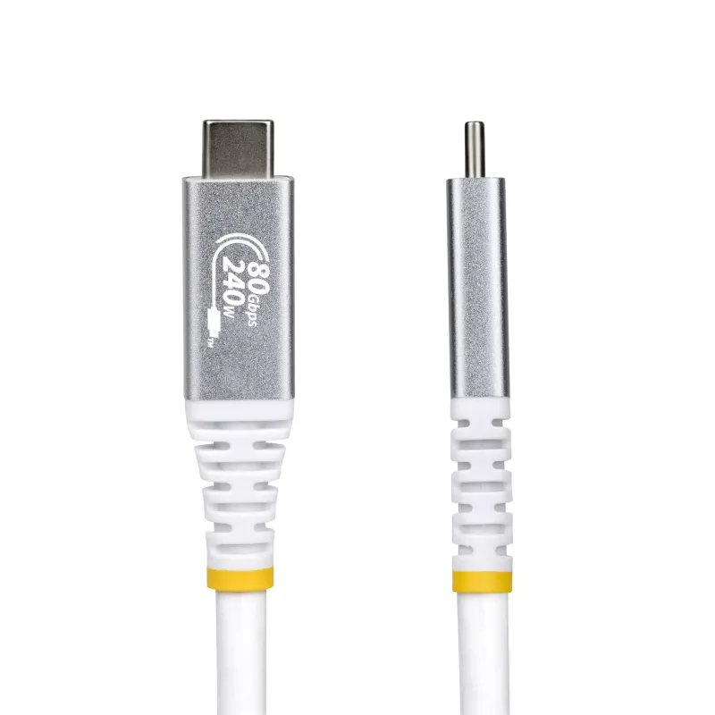 StarTech.com 1m USB4 laidas, 80Gbps, USB-IF sertifikuotas USB-C, 240W PD, 8K 120Hz/4K 240Hz DP2.1 DP80, TPE apvalkalas, suderinamas su Thunderbolt 4 – baltas USB-C laidas