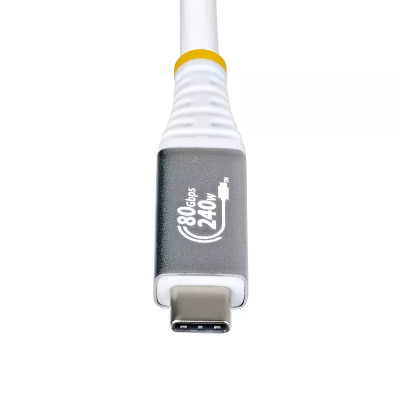 StarTech.com 1m USB4 laidas, 80Gbps, USB-IF sertifikuotas USB-C, 240W PD, 8K 120Hz/4K 240Hz DP2.1 DP80, TPE apvalkalas, suderinamas su Thunderbolt 4 – baltas USB-C laidas