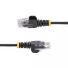 StarTech.com 25 cm juodas plonas CAT6 Ethernet kabelis, be užkabinimų, 100W PoE, UTP, LSZH, 28AWG gryna varinė viela, plonas RJ45 tinklo jungiamasis laidas su įtempimo mažinimo elementais, individualiai išbandytas