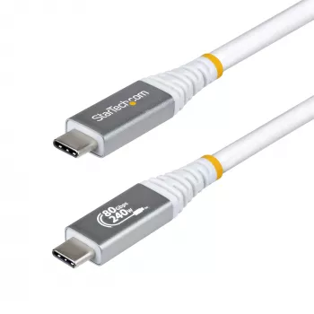 StarTech.com USB4 kabelis 50cm, 80Gbps, USB-IF sertifikuotas USB-C, 240W PD, 8K 120Hz/4K 240Hz DP2.1, TPE apvalkalas, suderinamas su Thunderbolt 4 - baltas