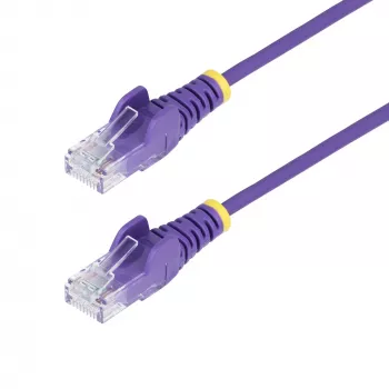 StarTech.com 25 cm Violetinis plonas CAT6 Ethernet kabelis, be užkablių, 100W PoE, UTP, LSZH, 28AWG gryna varinė viela, plonas RJ45 tinklo lizdas su įtempimo mažinimu, individualiai išbandytas