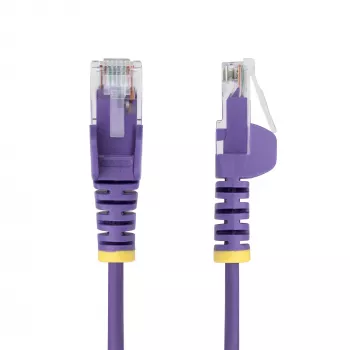 StarTech.com 25 cm Violetinis plonas CAT6 Ethernet kabelis, be užkablių, 100W PoE, UTP, LSZH, 28AWG gryna varinė viela, plonas RJ45 tinklo lizdas su įtempimo mažinimu, individualiai išbandytas