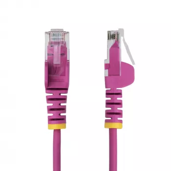 StarTech.com 25 cm rožinis plonas CAT6 Ethernet kabelis, be užkabinimų, 100W PoE, UTP, LSZH, 28AWG gryna vario viela, plonas RJ45 tinklo jungiamasis kabelis su įtempimo mažinimo elementais, individualiai išbandytas