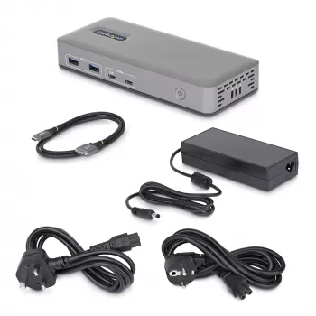 StarTech.com Dviejų monitorių USB-C dokų stotelė, HDMI, 4K 60Hz, 100W nešiojamojo kompiuterio įkrovimas, 1GbE, be tvarkyklių, kelių monitorių dokas, skirta Windows