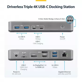 StarTech.com 199UE-USBC-DOCK dokų stotelė / prievadų replikatorius, laidinis, USB 3.2 Gen 2 (3.1 Gen 2) Type-C, pilka