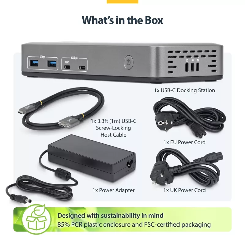 StarTech.com 199UE-USBC-DOCK dokų stotelė / prievadų replikatorius, laidinis, USB 3.2 Gen 2 (3.1 Gen 2) Type-C, pilka