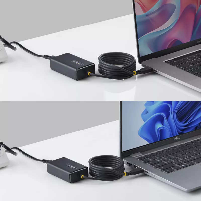 StarTech.com 65W USB-C nešiojamojo kompiuterio įkroviklis su 1,5 m USB-C kabeliu, maitinimo adapteris, tinka Dell, XPS, HP ProBook, MacBook Pro, Microsoft Surface Pro