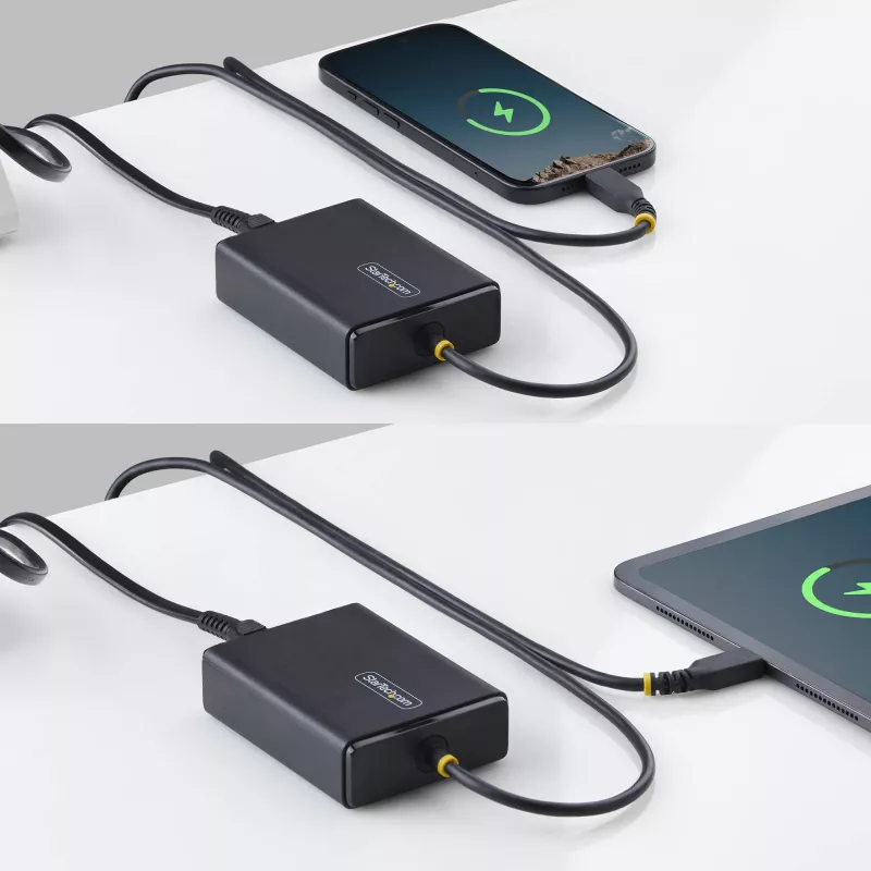 StarTech.com 100W USB-C nešiojamojo kompiuterio įkroviklis su 1,5 m pritvirtintu USB-C laidu, maitinimo adapteris, tinkantis Dell, XPS, HP ProBook, MacBook Pro, Microsoft Surface Pro