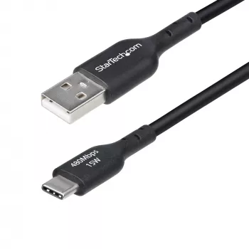 StarTech.com USB-A į USB-C įkrovimo laidas, 15 cm, 3A, USB 2.0, TPE apvalkalas, juodas