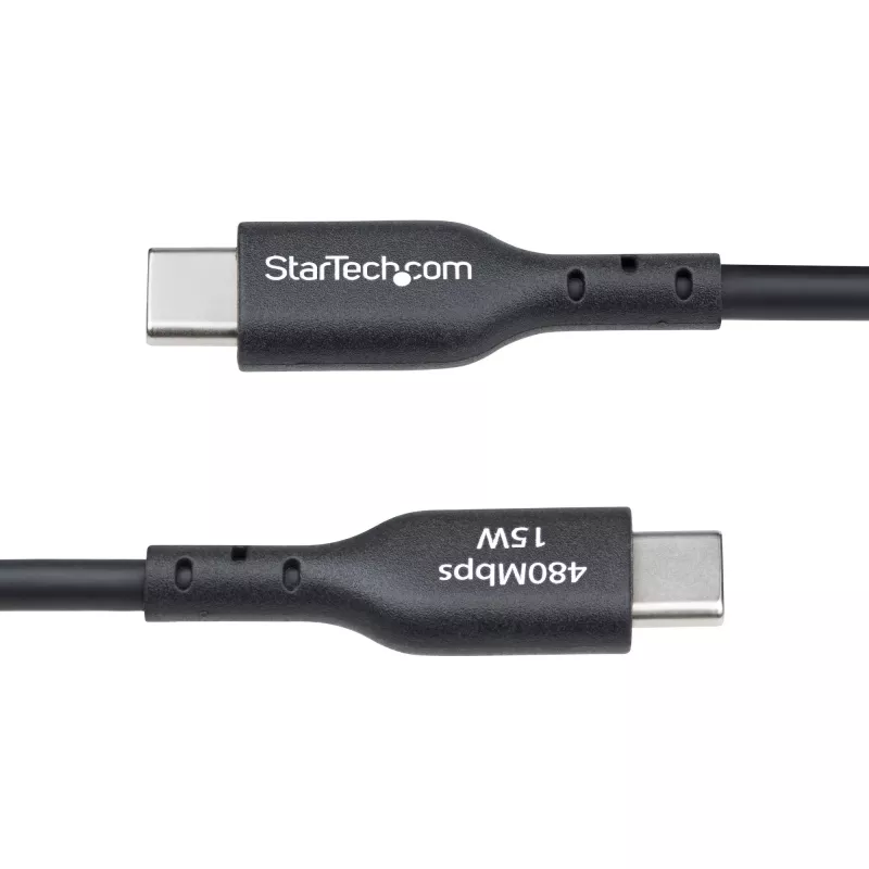 StarTech.com USB-A į USB-C įkrovimo laidas, 15 cm, 3A, USB 2.0, TPE apvalkalas, juodas
