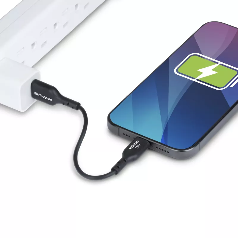 StarTech.com USB-A į USB-C įkrovimo laidas, 15 cm, 3A, USB 2.0, TPE apvalkalas, juodas