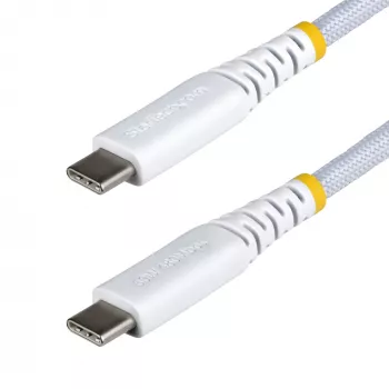 StarTech.com 2 m USB-C įkrovimo laidas, 60W (3A) PD, dviejų sluoksnių pintas nailono/TPE apvalkalas, tvirtas USB C įkrovimo laidas, USB 2.0 nešiojamojo kompiuterio įkrovimo laidas, baltas