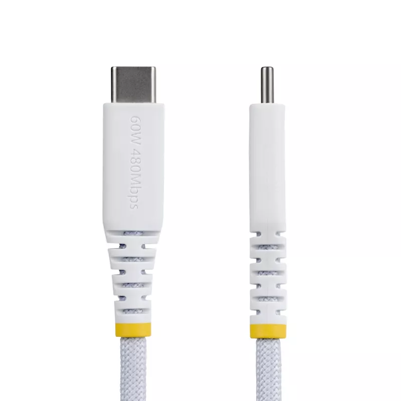 StarTech.com USB-C įkrovimo laidas, 15 cm, 60 W (3 A) PD, dviejų sluoksnių pintas nailonas/TPE, USB 2.0
