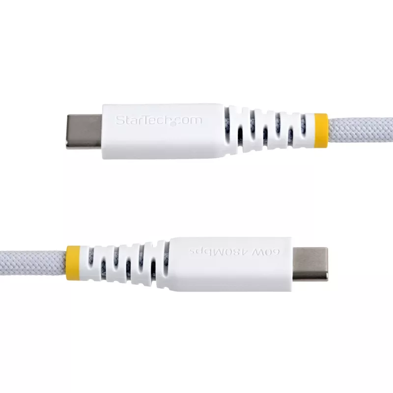 StarTech.com USB-C įkrovimo laidas, 15 cm, 60 W (3 A) PD, dviejų sluoksnių pintas nailonas/TPE, USB 2.0