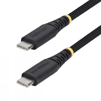 StarTech.com USB-C įkrovimo laidas 30 cm (1 pėda), 60W (3A) PD, dviejų sluoksnių pintas nailonas/TPE apvalkalas, patvarus USB-C įkrovimo laidas, USB 2.0 nešiojamojo kompiuterio įkrovimo laidas
