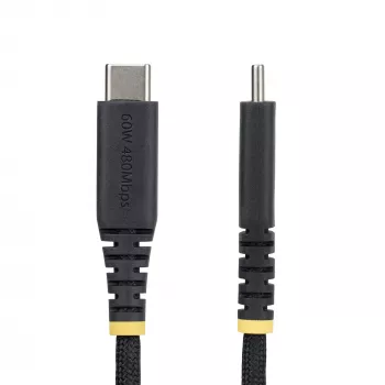 StarTech.com USB-C įkrovimo laidas 30 cm (1 pėda), 60W (3A) PD, dviejų sluoksnių pintas nailonas/TPE apvalkalas, patvarus USB-C įkrovimo laidas, USB 2.0 nešiojamojo kompiuterio įkrovimo laidas