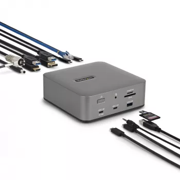 StarTech.com Thunderbolt 5 dokavimo stotis, DP / HDMI, trijų monitorių dokas iki 4K 144Hz arba dviejų 8K 60Hz, 5x USB prievadai, 140W nešiojamojo kompiuterio įkrovimas
