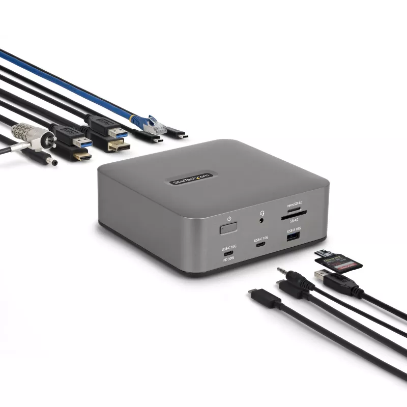 StarTech.com Thunderbolt 5 dokavimo stotis, DP / HDMI, trijų monitorių dokas iki 4K 144Hz arba dviejų 8K 60Hz, 5x USB prievadai, 140W nešiojamojo kompiuterio įkrovimas