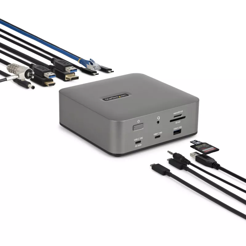 StarTech.com Thunderbolt 5 dokavimo stotis, DP / HDMI, trijų monitorių dokas iki 4K 144Hz arba dviejų 8K 60Hz, 5x USB prievadai, 140W nešiojamojo kompiuterio įkrovimas