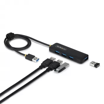 StarTech.com 4 prievadų USB-A šakotuvas, 5 Gbps, maitinamas iš magistralės, USB-A į 4x USB-A mini šakotuvas, ilgas 2 pėdų / 61 cm pagrindinis laidas, PCR plastikas, nešiojamas stalinio / nešiojamojo kompiuterio USB šakotuvas