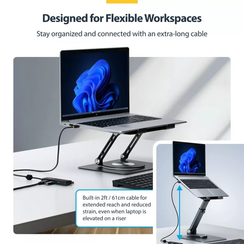 StarTech.com 4 prievadų USB-A šakotuvas, 5 Gbps, maitinamas iš magistralės, USB-A į 4x USB-A mini šakotuvas, ilgas 2 pėdų / 61 cm pagrindinis laidas, PCR plastikas, nešiojamas stalinio / nešiojamojo kompiuterio USB šakotuvas