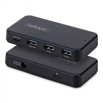 StarTech.com 4 prievadų USB-C ir USB-A šakotuvas, 5Gbps, su maitinimu, 2-in-1 USB-C ir USB-A pagrindiniu kabeliu, 1x USB-C ir 3x USB-A (1x BC 1.2), 36W maitinimo adapteris