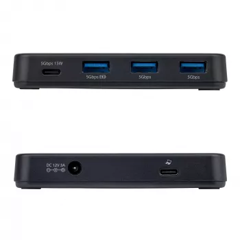 StarTech.com 4 prievadų USB-C ir USB-A šakotuvas, 5Gbps, su maitinimu, 2-in-1 USB-C ir USB-A pagrindiniu kabeliu, 1x USB-C ir 3x USB-A (1x BC 1.2), 36W maitinimo adapteris