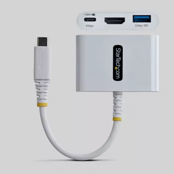 StarTech.com USB-C į HDMI kelių prievadų adapteris su 140W PD įkrovimu, 4K 60Hz HDMI, USB 5Gbps stotelė, mini dokas, skirtas MacBook / Dell / Thinkpad / HP / iPad / planšetiniams kompiuteriams