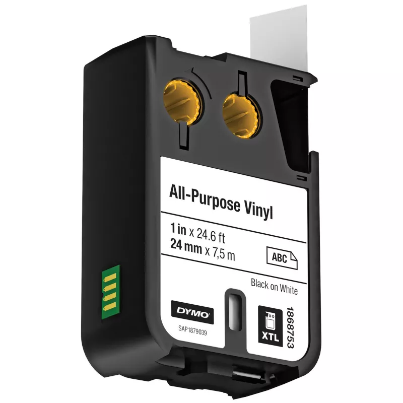 DYMO XTL Universalūs vinilo lipdukai | 24 mm x 7 m | Juodi ant balto