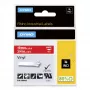 DYMO Rhino pramoninės vinilo etiketės | 19 mm x 5,5 m | Baltas spausdinimas ant raudono | Lipnios | skirta Rhino ir LabelManager žymekliams