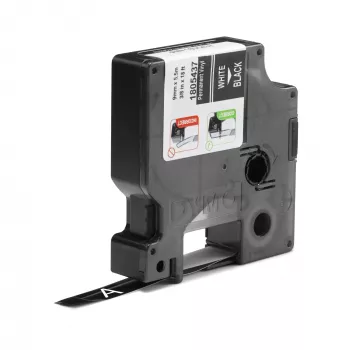 DYMO Rhino pramoninės vinilinės etiketės | 9 mm x 5,5 m | Baltas spausdinimas ant juodo | Lipnios | Skirtos LabelManager ir Rhino etikečių spausdintuvams