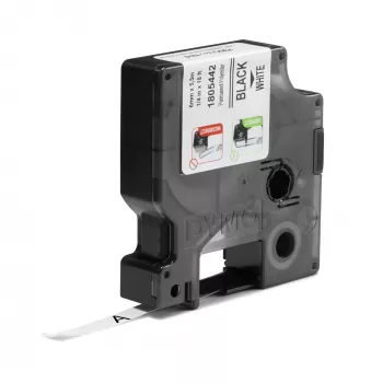 DYMO Rhino Industrial nuolatinės poliesterio etiketės | 6 mm x 5,5 m | juodas spausdinimas ant balto | lipnios | Rhino ir LabelManager etikečių spausdintuvams