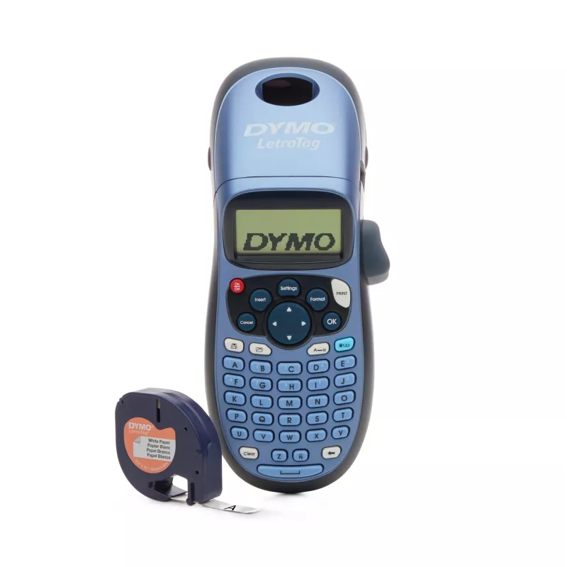 DYMO LetraTag LT-100H nešiojamas etikečių spausdintuvas | ABC klaviatūra, 13 simbolių LCD ekranas, skirta namams ir biurui, mėlyna