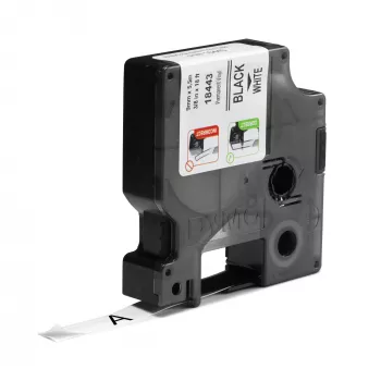 DYMO Rhino pramoninės vinilinės etiketės | 9 mm x 5,5 m | Juodas spausdinimas ant balto | Lipnios | skirtos Rhino ir LabelManager etikečių spausdintuvams