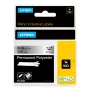 DYMO Rhino pramoninės nuolatinės poliesterio etiketės | 9 mm x 5,5 m | juodas spaudinys ant metalinio | lipnios | skirta Rhino ir LabelManager etikečių spausdintuvams