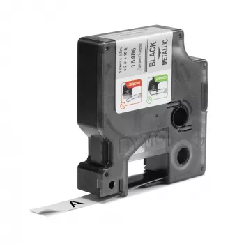 DYMO Rhino Industrial nuolatinės poliesterio etiketės | 12 mm x 5,5 m | juodas spausdinimas ant metalinio | skirta Rhino ir LabelManager etikečių spausdintuvams