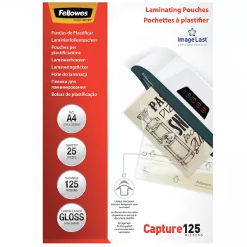Fellowes ImageLast A4 125 Micron laminavimo maišeliai - 25 vnt., blizgūs, skaidrūs, A4, 0,125 mm, 310 mm, 214 mm