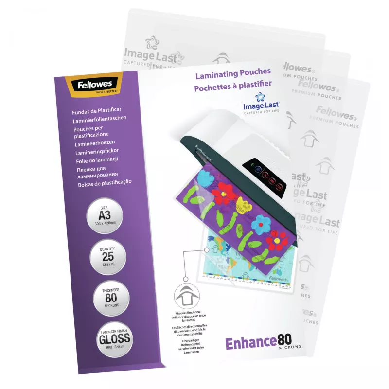 Fellowes ImageLast A3 laminavimo maišelis 80 mikronų, blizgus, 25 vnt.