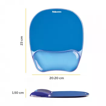 Fellowes pelės kilimėlis su riešo atrama - Crystals gelio pelės kilimėlis su neslystančiu guminiu pagrindu - ergonomiškas pelės kilimėlis kompiuteriui, nešiojamam kompiuteriui, namų biurui - suderinamas su lazerinėmis ir optinėmis pelėmis - mėlynas
