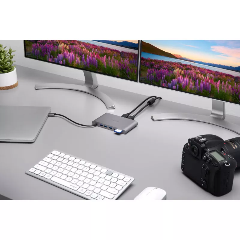 Kensington UH1440P USB-C 5Gbps dvigubas vaizdo belaidis mobilus dokas – 85W galios perdavimas – DP/HDMI/VGA