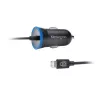 Automobilinis įkroviklis Kensington PowerBolt™ 2.4 Car Charger — juodas, su integruotu Lightning kabeliu, 1 m