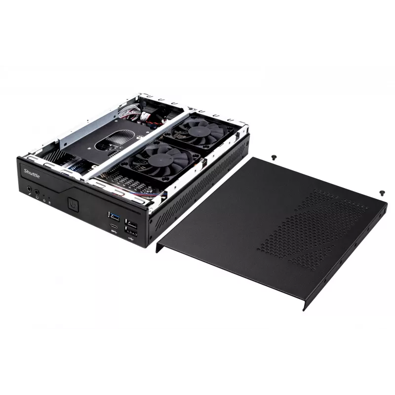 Shuttle Slim PC DH610, LGA1700, 1x HDMI, 2x DP, 1x 2,5 colio, 2x M.2, 2x LAN (Intel 1G + 2,5G), 2x COM, 24/7 darbui, su VESA laikikliu