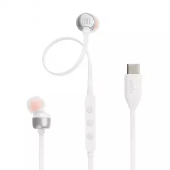 JBL Tune 310C ausinės su laidas, į ausis, skambučiams/muzikai, USB Type-C, baltos