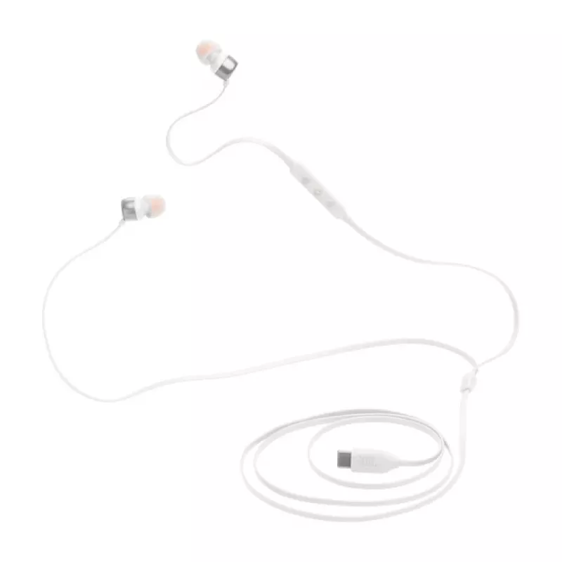 JBL Tune 310C ausinės su laidas, į ausis, skambučiams/muzikai, USB Type-C, baltos