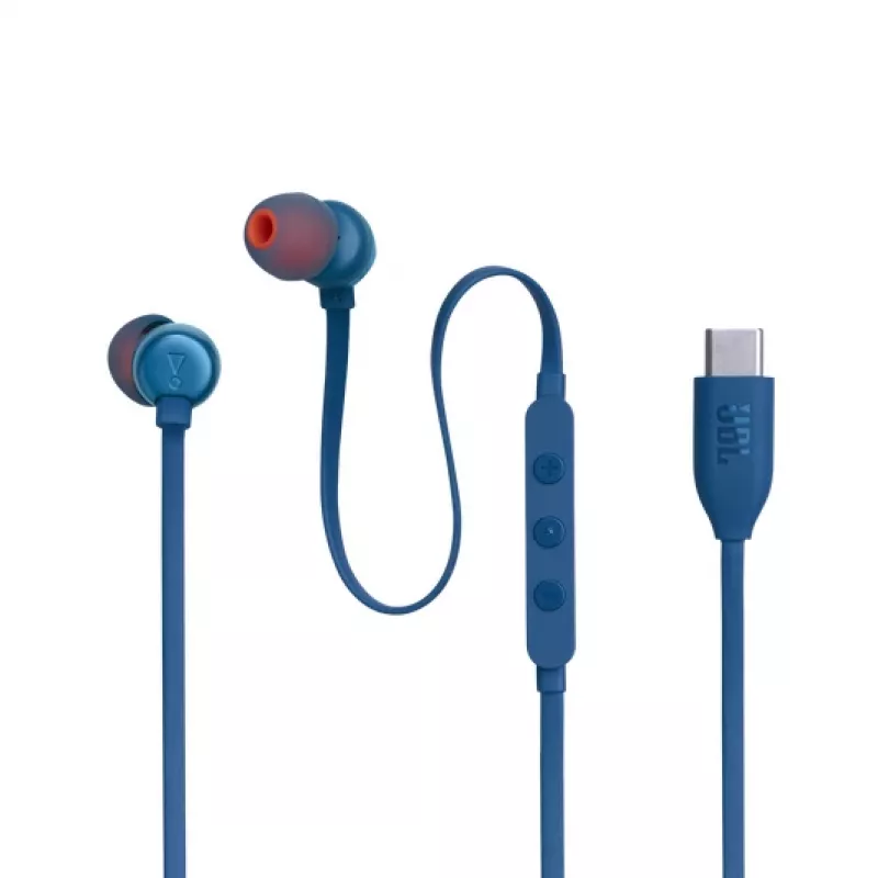 JBL Tune 310C USB ausinės laidinės į ausį, skambučiams/muzikai, USB Type-C, mėlynos