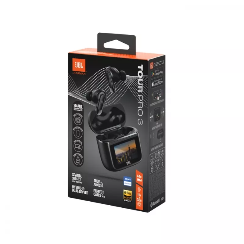 JBL Tour Pro 3 belaidės ausinės į ausis, skambučiai/muzika/sportas/kasdienis naudojimas, Bluetooth, juodos