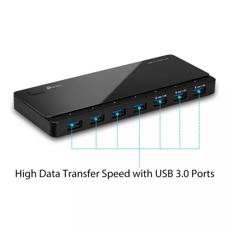 TP-Link UH700 USB 3.2 Gen 1 (3.1 Gen 1) 7 prievadų USB mazgas, Micro-B, 5000 Mbit/s, juoda