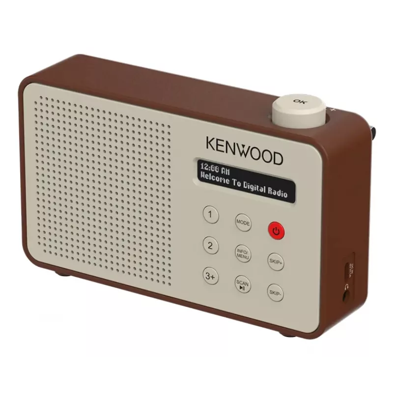 Kenwood CRM25DABT nešiojamas skaitmeninis radijo imtuvas, mocha