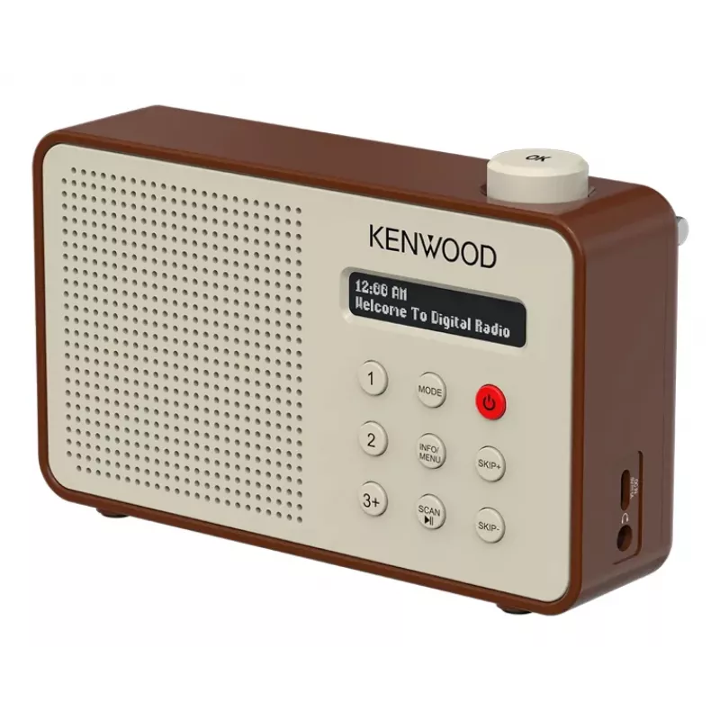 Kenwood CRM25DABT nešiojamas skaitmeninis radijo imtuvas, mocha