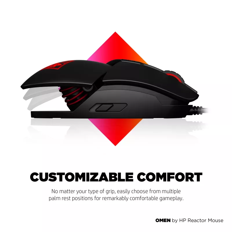 HP OMEN Reactor pelė, dešinė ranka, optinė, USB-A, 16000 DPI, 0.2 ms, juoda